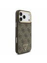 Guess Guess PU Leather 4G Strass Triangle Logo Gold Frame MagSafe Задний чехол для iPhone 17 Pro Max Brown