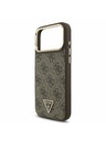 Guess Guess PU Leather 4G Strass Triangle Logo Gold Frame MagSafe Задний чехол для iPhone 17 Pro Max Brown