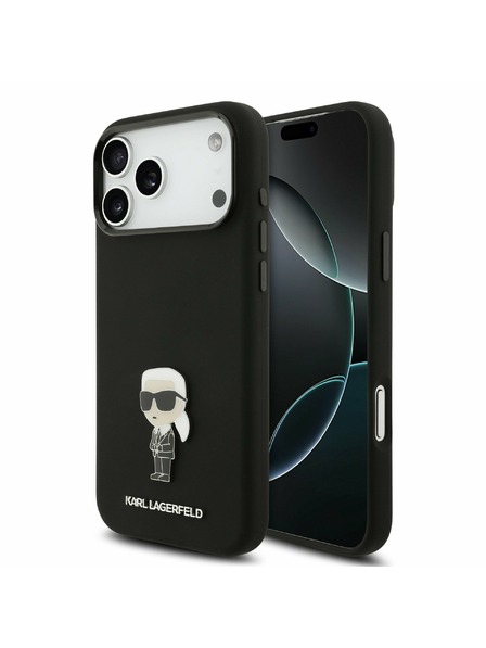 Karl Lagerfeld Karl Lagerfeld Liquid Silicone Metal Ikonik Задний чехол для iPhone 17 Pro Max Black
