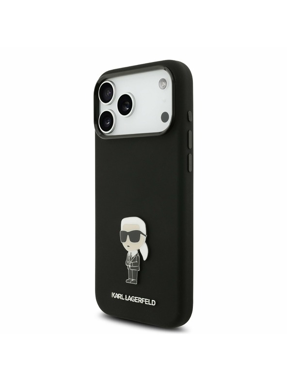 Karl Lagerfeld Karl Lagerfeld Liquid Silicone Metal Ikonik Задний чехол для iPhone 17 Pro Max Black