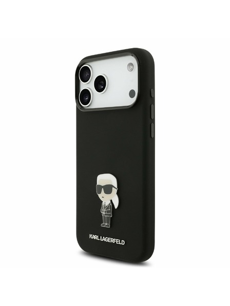 Karl Lagerfeld Karl Lagerfeld Liquid Silicone Metal Ikonik Задний чехол для iPhone 17 Pro Max Black