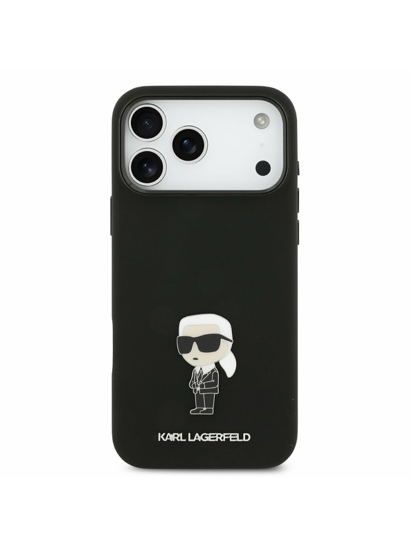 Karl Lagerfeld Karl Lagerfeld Liquid Silicone Metal Ikonik Задний чехол для iPhone 17 Pro Max Black