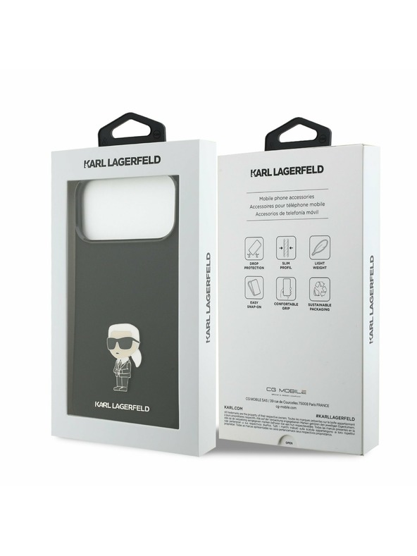 Karl Lagerfeld Karl Lagerfeld Liquid Silicone Metal Ikonik Задний чехол для iPhone 17 Pro Max Black