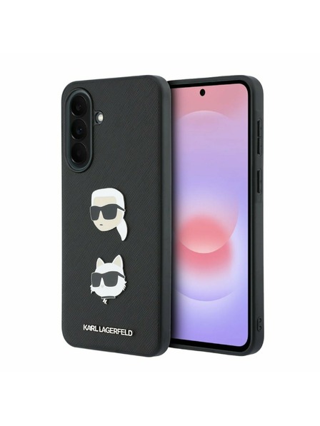 Karl Lagerfeld Karl Lagerfeld Liquid Silicone Metal Karl and Choupette Задна Обвивка за Samsung Galaxy A37 Black