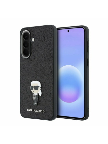 Karl Lagerfeld Karl Lagerfeld Fixed Glitter Metal Ikonik Задна Обвивка за Samsung Galaxy A57 Black