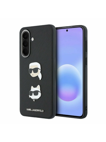 Karl Lagerfeld Karl Lagerfeld Liquid Silicone Metal Karl and Choupette Задна Обвивка за Samsung Galaxy A57 Black