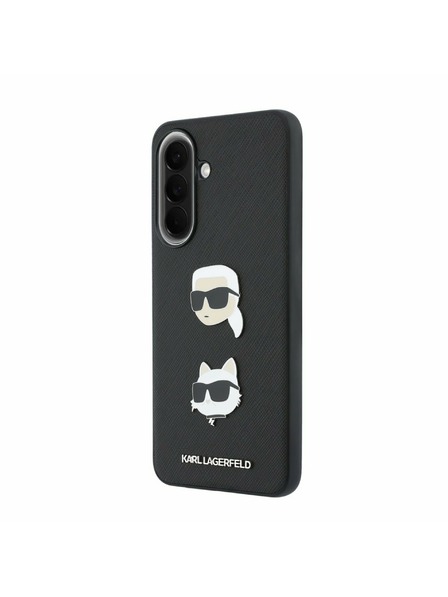 Karl Lagerfeld Karl Lagerfeld Liquid Silicone Metal Karl and Choupette Задна Обвивка за Samsung Galaxy A57 Black