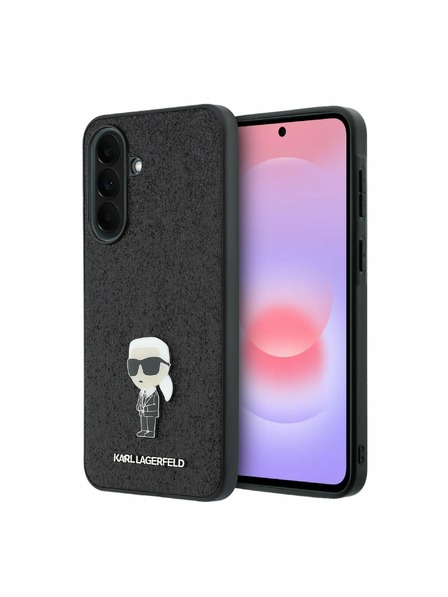 Karl Lagerfeld Karl Lagerfeld Fixed Glitter Metal Ikonik Задна Обвивка за Samsung Galaxy A37 Black