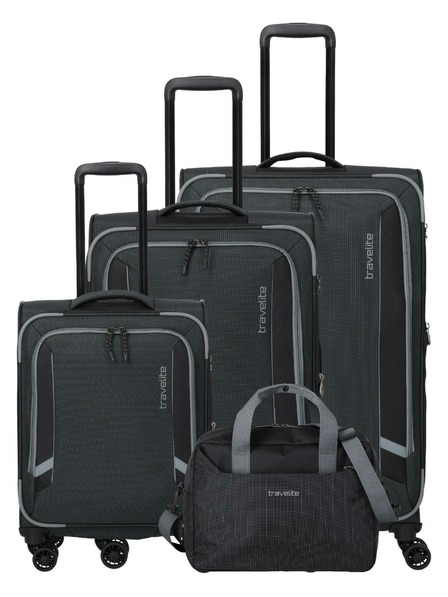 Travelite Комплект пътнически куфари Travelite Corsiica S,M,L,BB Черно