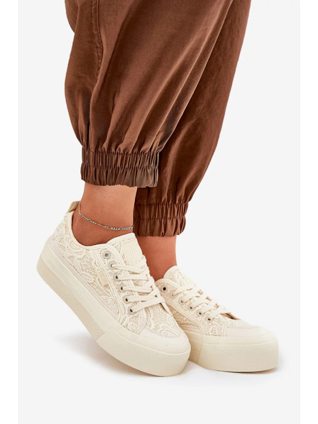 BIG STAR SHOES Дамски дантелени кецове Big Star – бежови