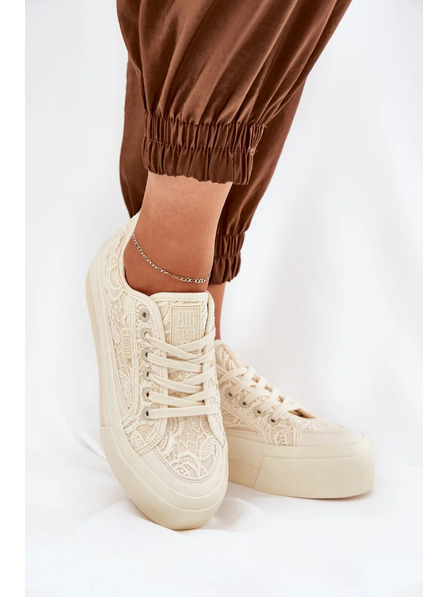 BIG STAR SHOES Дамски дантелени кецове Big Star – бежови