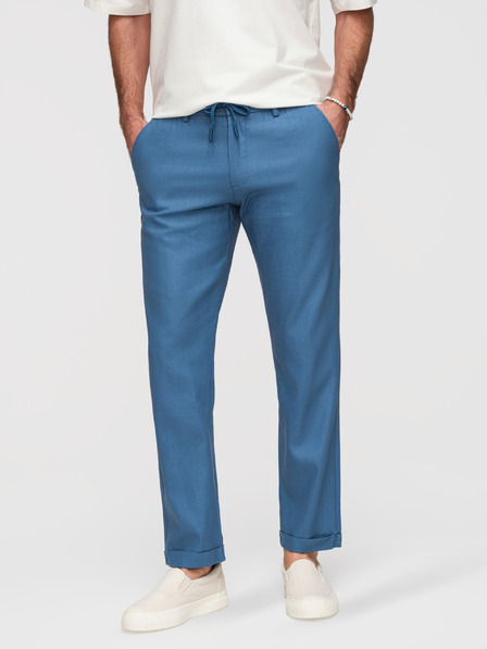 Ombre Clothing Мъжки pantaloni chino от лен микс - син деним V5 P1522 Ombre Clothing
