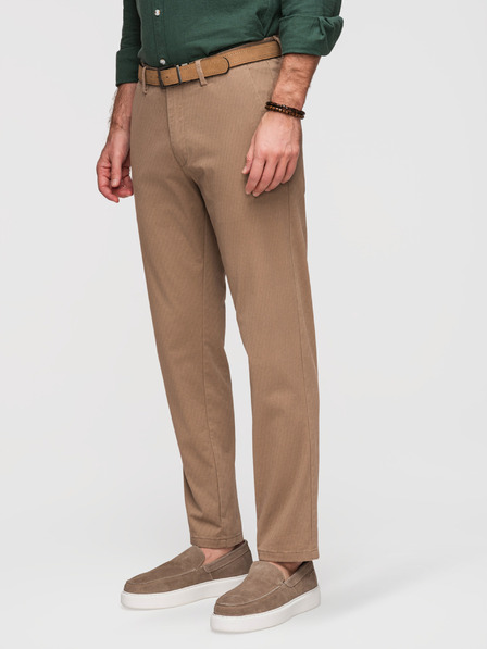 Ombre Clothing Мъжки chino панталони REGULAR FIT с фина структура - тъмно бежов V2 P1518 Ombre Clothing