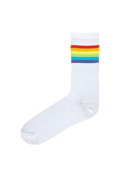 Funky Steps Funky Steps дамски чорапи бели с цветни ивици FSC048