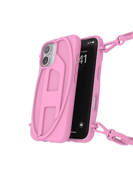 Diesel Diesel калъф за iPhone 16 с верига Oval D розов 60175