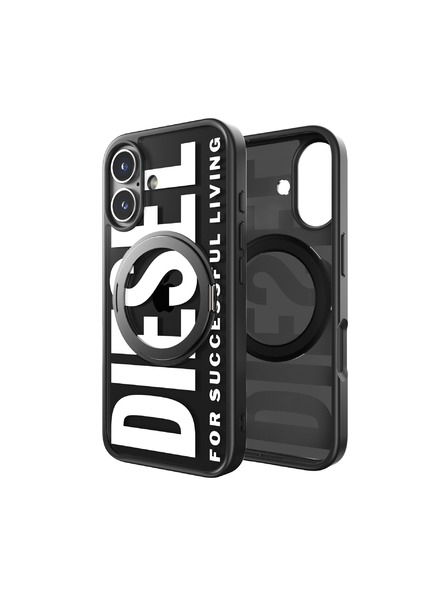Diesel Diesel калъф за iPhone 16 със стойка и MagSafe черно-бял 60203