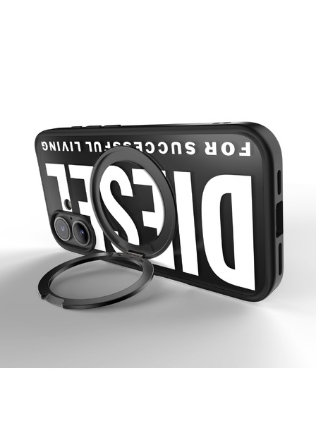 Diesel Diesel калъф за iPhone 16 със стойка и MagSafe черно-бял 60203