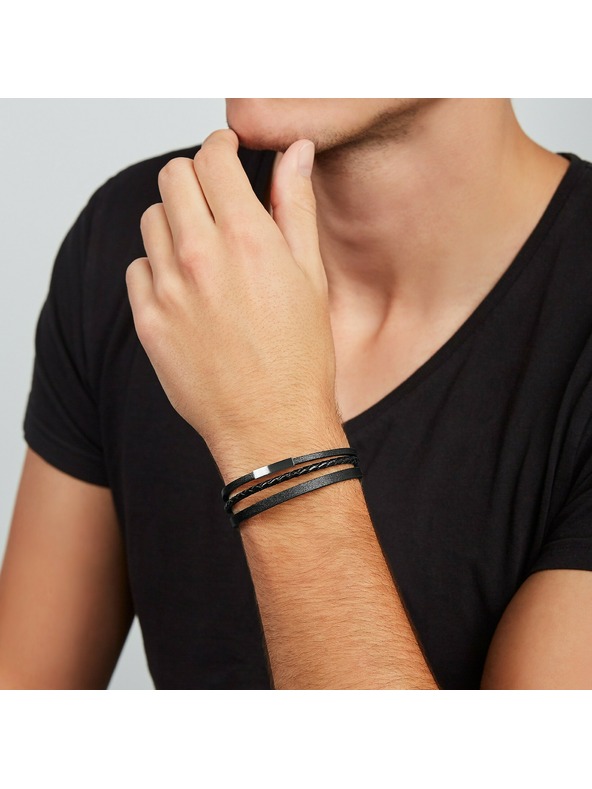 Fossil Мъжка кожена гривна Fossil JF03322040