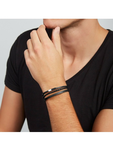 Fossil Мъжка кожена гривна Fossil JF03322040