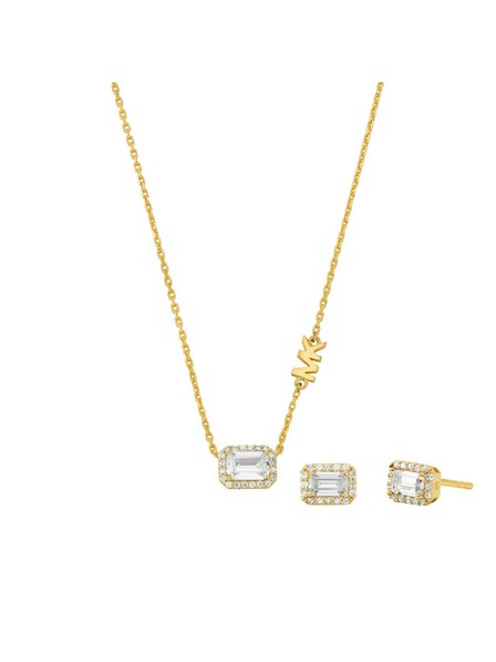 Michael Kors Комплект сребърни позлатени обеци и колие Michael Kors MKC1759CZSET