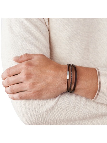 Fossil Мъжка кожена гривна Fossil JF03323040