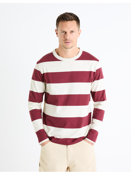 Celio Мъжка риза на райета в цвят бордо Celio Fecond
