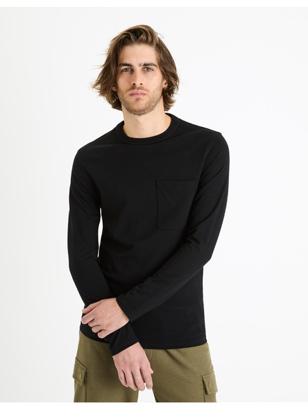 Celio Черна мъжка основна риза с джоб Celio