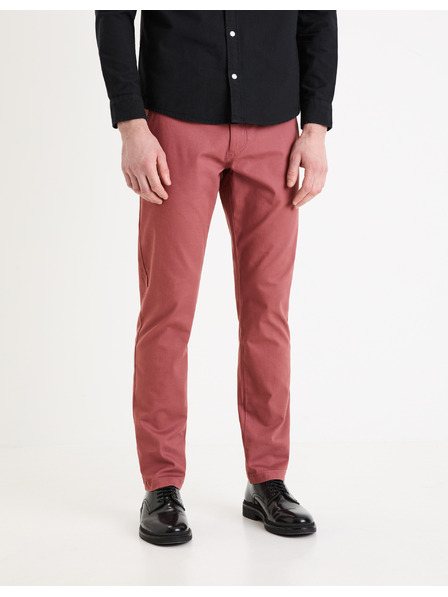 Celio Мъжки панталони чино в цвят бордо Celio Tocharles