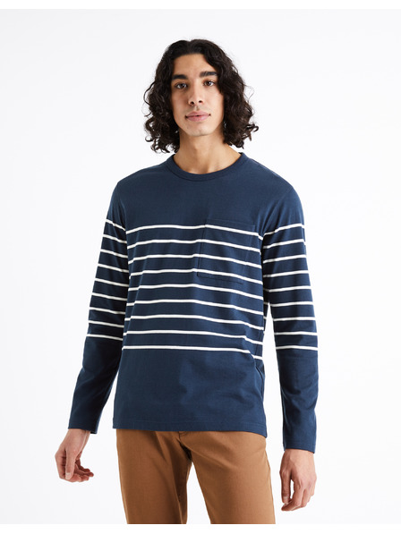 Celio Синя мъжка тениска на райета Celio Veboxmlr