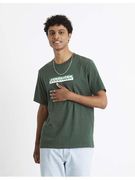 Celio Тъмнозелена мъжка тениска Celio Cefasto