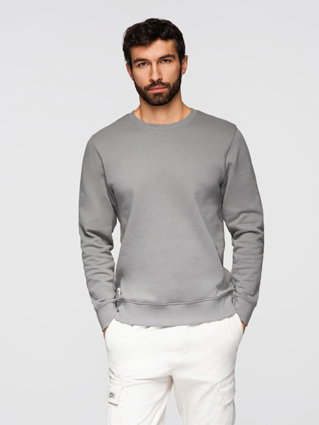 Ombre Clothing Мъжки суитшърт BASIC с кръгло деколте - сив Ombre Clothing