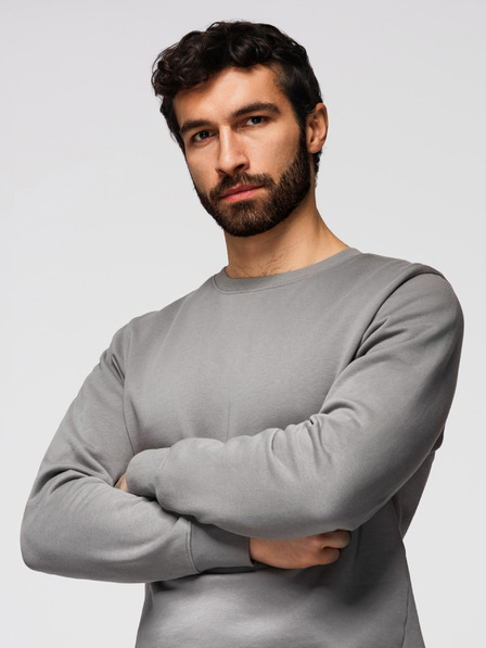Ombre Clothing Мъжки суитшърт BASIC с кръгло деколте - сив Ombre Clothing