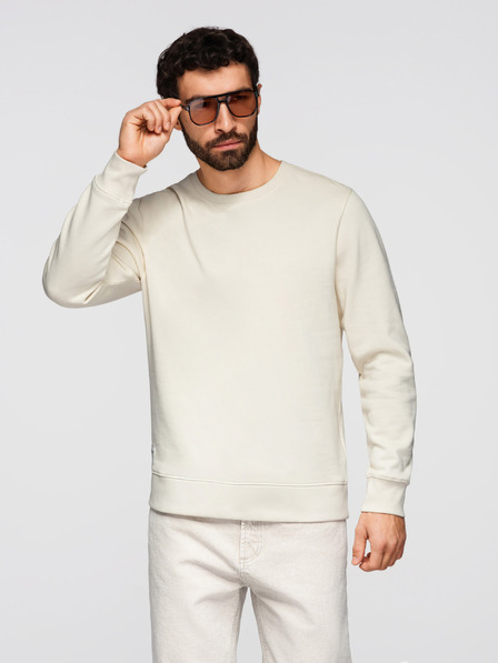 Ombre Clothing Мъжки суитшърт BASIC с кръгло деколте - кремав Ombre Clothing
