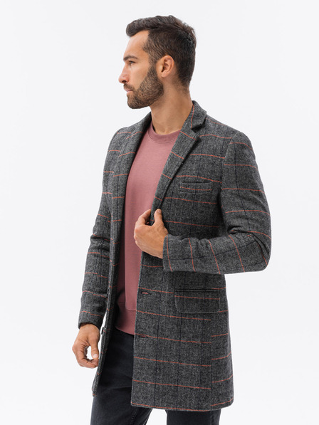 Ombre Clothing Черно мъжко палто с омбре ефект C500
