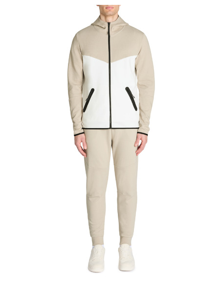 Celio Бежов мъжки суитшърт с цип и качулка Celio Lenewyoke