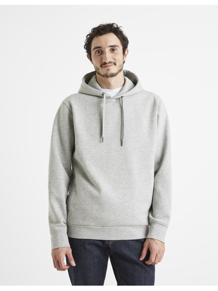 Celio Сив мъжки основен пуловер с качулка Celio