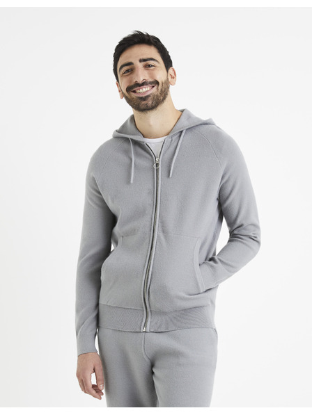 Celio Сив мъжки пуловер с качулка Celio