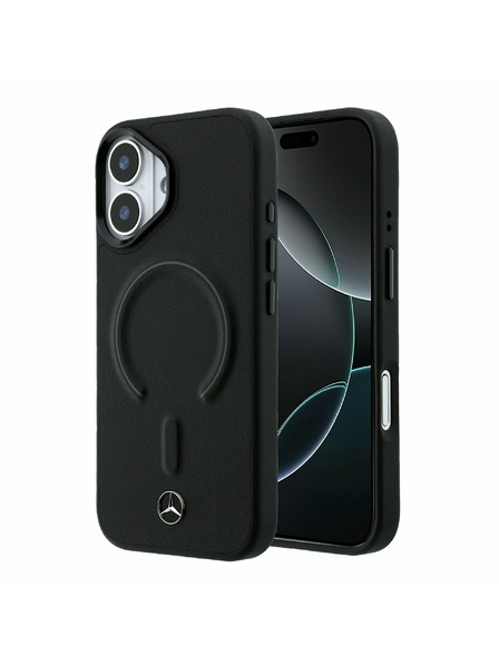 Mercedes Mercedes PU Leather 3D MagSafe Заден калъф за iPhone 17 Black