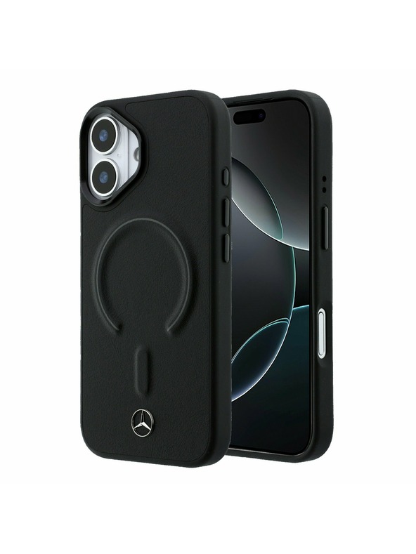 Mercedes Mercedes PU Leather 3D MagSafe Заден калъф за iPhone 17 Black