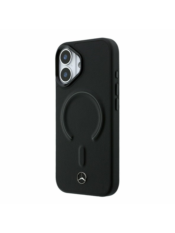 Mercedes Mercedes PU Leather 3D MagSafe Заден калъф за iPhone 17 Black