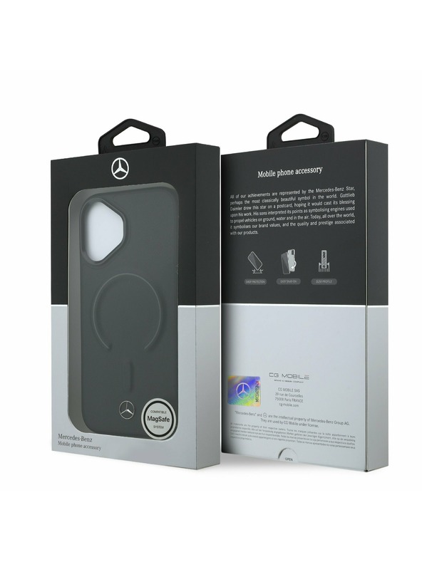 Mercedes Mercedes PU Leather 3D MagSafe Заден калъф за iPhone 17 Black