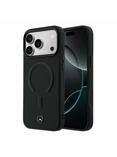 Mercedes Mercedes PU Leather 3D MagSafe Заден калъф за iPhone 17 Pro Black