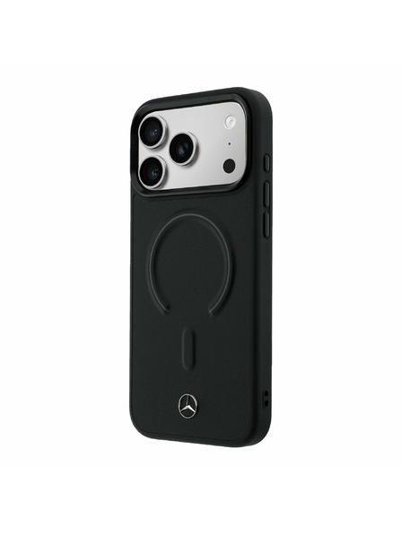 Mercedes Mercedes PU Leather 3D MagSafe Заден калъф за iPhone 17 Pro Black