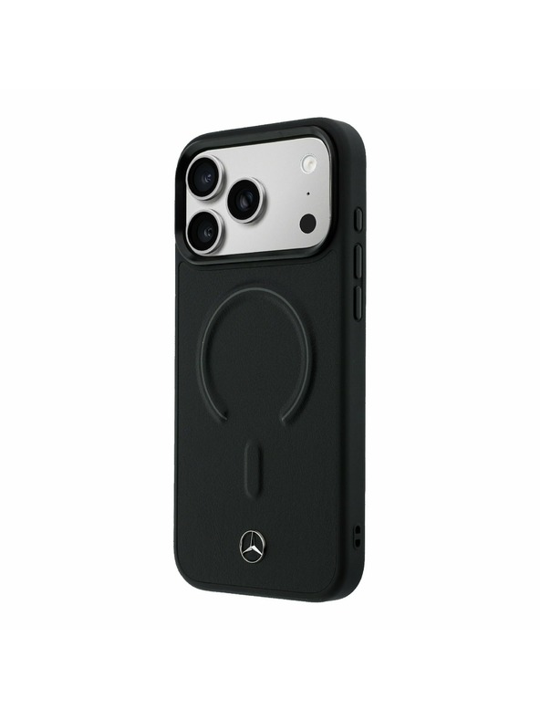Mercedes Mercedes PU Leather 3D MagSafe Заден калъф за iPhone 17 Pro Max Black