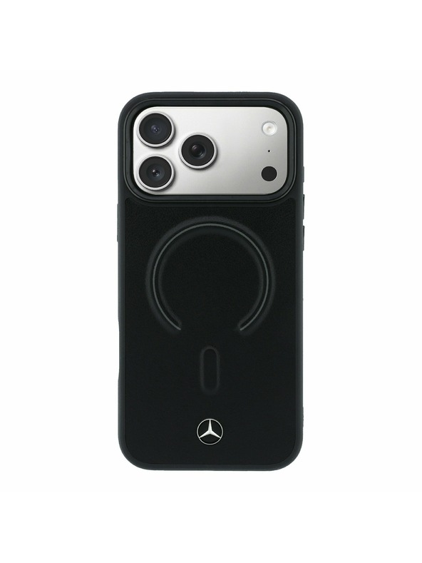 Mercedes Mercedes PU Leather 3D MagSafe Заден калъф за iPhone 17 Pro Max Black