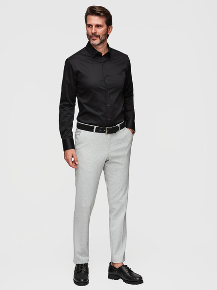 Ombre Clothing Класическа мъжка риза SLIM FIT от сатенирана тъкан - черна V4 OM-SHOS-0211 Ombre Clothing
