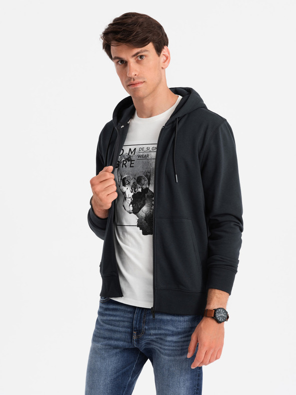 Ombre Clothing Мъжки памучен суитчър BASIC с цип Ombre Clothing