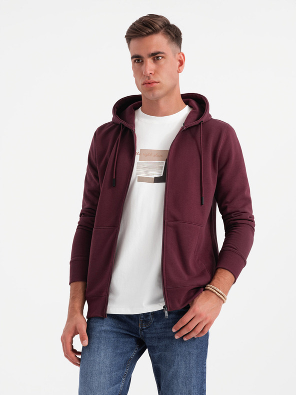 Ombre Clothing Мъжки памучен суитчър BASIC с цип Ombre Clothing