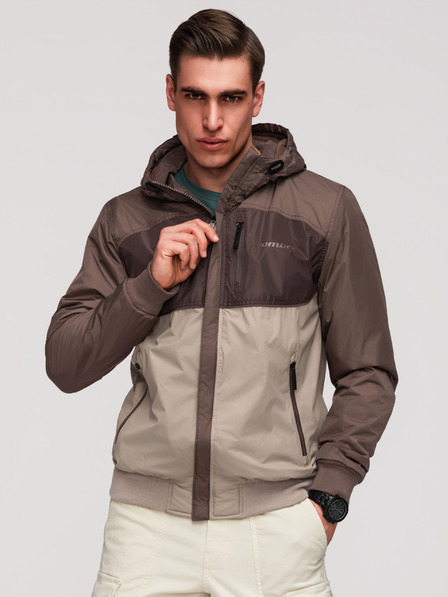 Ombre Clothing Мъжко леко цветно спортно яке с полар бежово Ombre Clothing