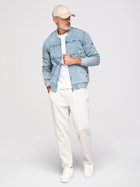 Ombre Clothing Мъжко яке бомбър от деним с ефект "stone wash" - светлосиньо V3 OM-JADJ-0163 Ombre Clothing
